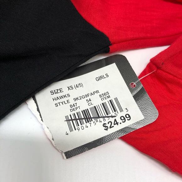 NBA NWT Atlanta Hawks Basketball Hoodie Youth XS Sports Black Red Colorblock - Picture 5 of 7